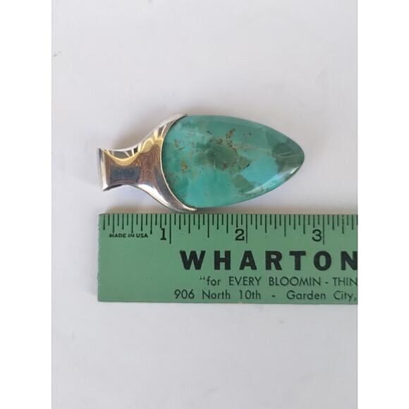 BARSE Signed 925 Sterling Silver Blue Green Turquoise Stone Statement Pendant - Picture 8 of 12